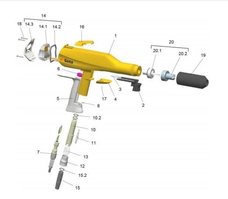 1002100 Máquina de pulverizar revestimento de pó Completa Gema Optiselect Gm02 Com cabo de 6m
