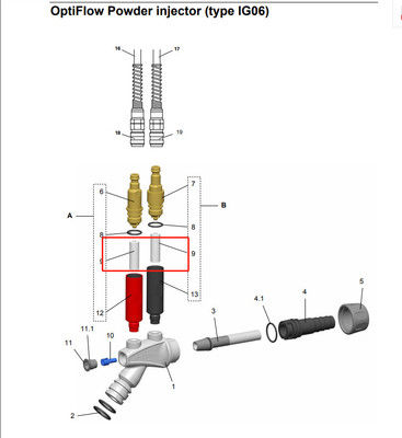 1003698# Elemento Filtrante Para Injetor de Pó IG02 IG06