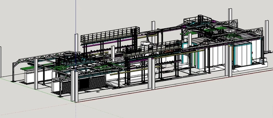 Linha de revestimento de pó do sistema de transportador sem potência de perfil de alumínio horizontal