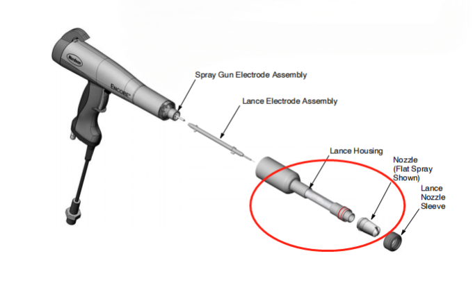 1093605 300 MmPowder Coating Gun Custom OEM Support Polished Surface Lance Extension (Pistola de revestimento de p&oacute;) 2